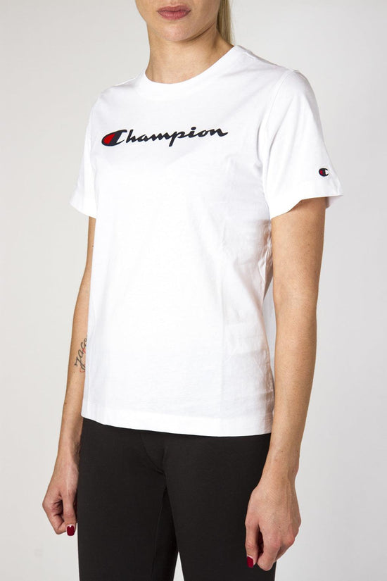 T-Shirt Maniche Corte Con Logo Velvet-champion-Bianco-Donna-111971 ww001-