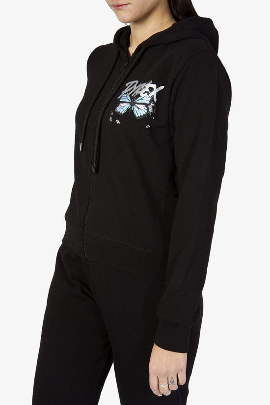 Felpa Full Zip Con Cappuccio Logo Farfalle-pyrex-Nero-Donna-21ipc42926-