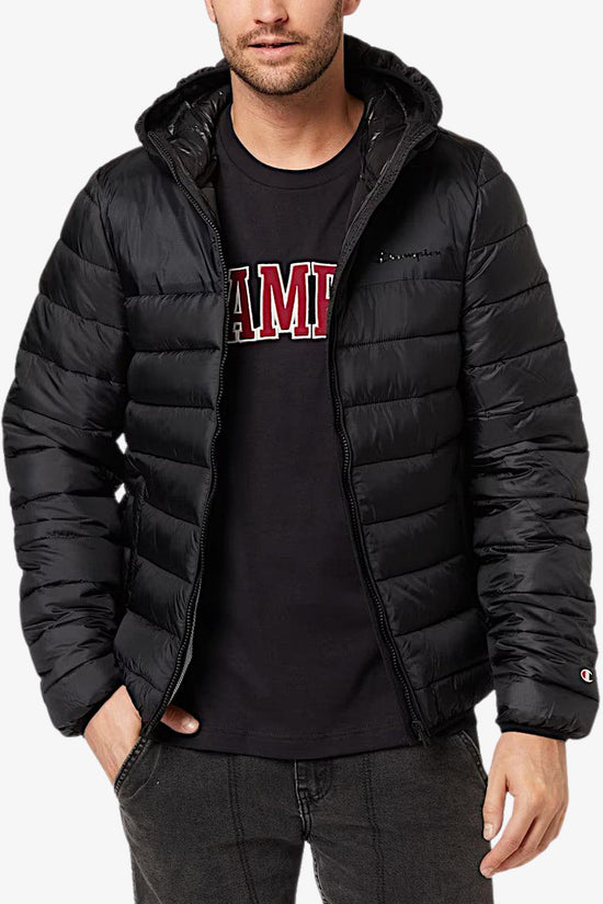 Piumino Full Zip Con Cappuccio Imbottitura Tech-champion-Nero-Uomo-218073 kk001-