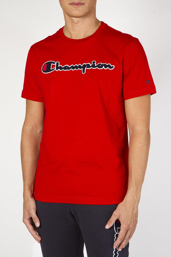 T-Shirt Maniche Corte Con Script Logo-champion-Rosso-Uomo-213521 rs053-