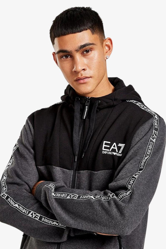 Felpa Full Zip Con Cappuccio Athletic Colour Block-emporio armani ea7-Nero-Uomo-6kpmb2 pj07z 3909-