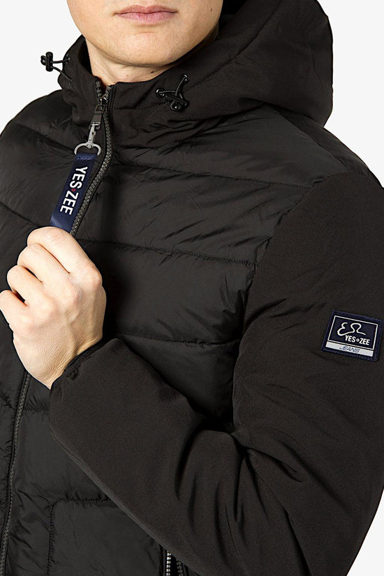 Piumino Full Zip Con Cappuccio-yes zee-Nero-Uomo-J876/m900 0801-