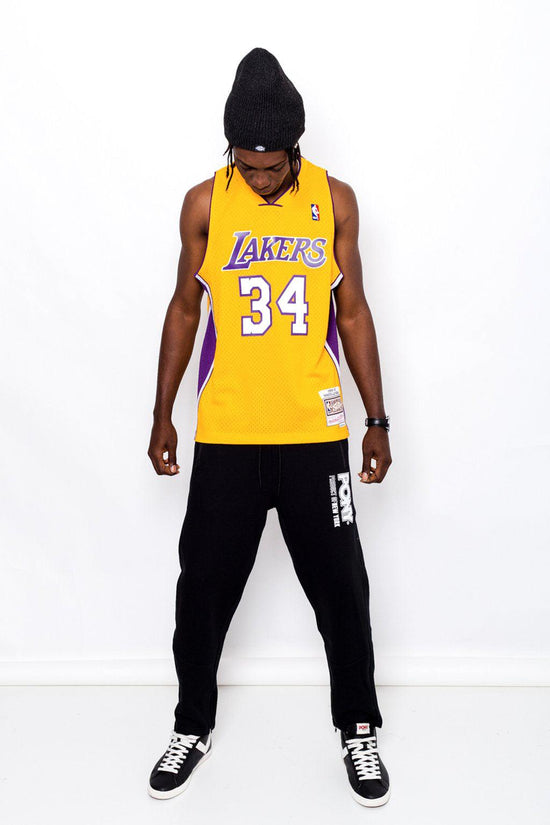 Canotta Swingman NBA Los Angeles Lakers 1999-00 Shaquille O'Neal-mitchell&ness-Giallo-Uomo-Smjygs18179-lalltgd99son-