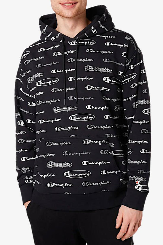 Felpa Con Cappuccio Logo All Over-champion-Nero-Uomo-217259 kl001-