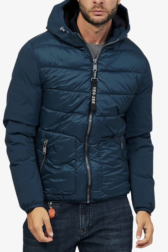 Piumino Full Zip Con Cappuccio Con Maniche In Softshell-yes zee-Blu-Uomo-J876/q600 0710-