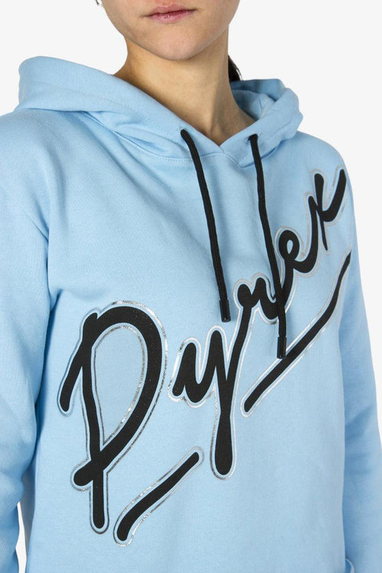 Felpa Con Cappuccio Fondo Taglio Vivo Big Logo Script-pyrex-Blu-Donna-21ipb42670-