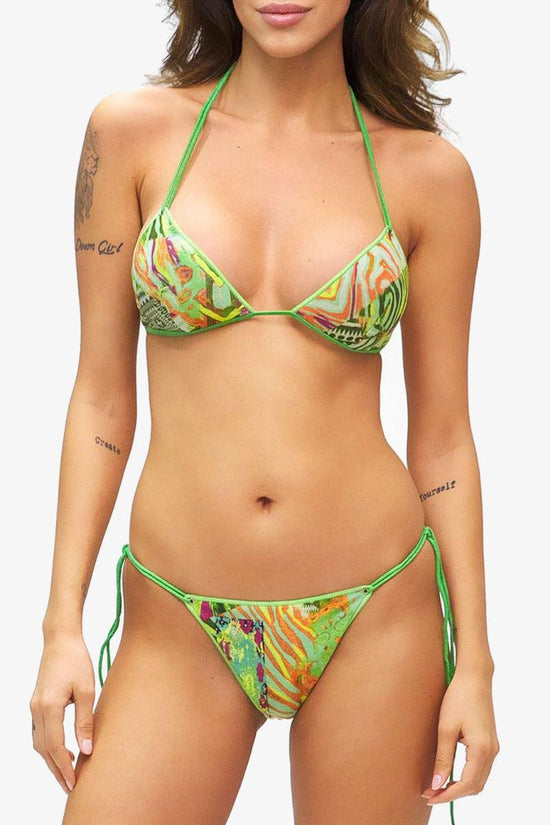 Bikini Reversibile Con Triangolo E Slip Laccetto Brasiliano Regolabile Roam-f**k-Verde-Donna-F21-0740x1-