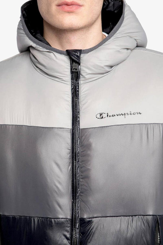 Piumino Full Zip Con Cappuccio Colorblock Logo Piccolo-champion-Nero-Uomo-216653 kk001-