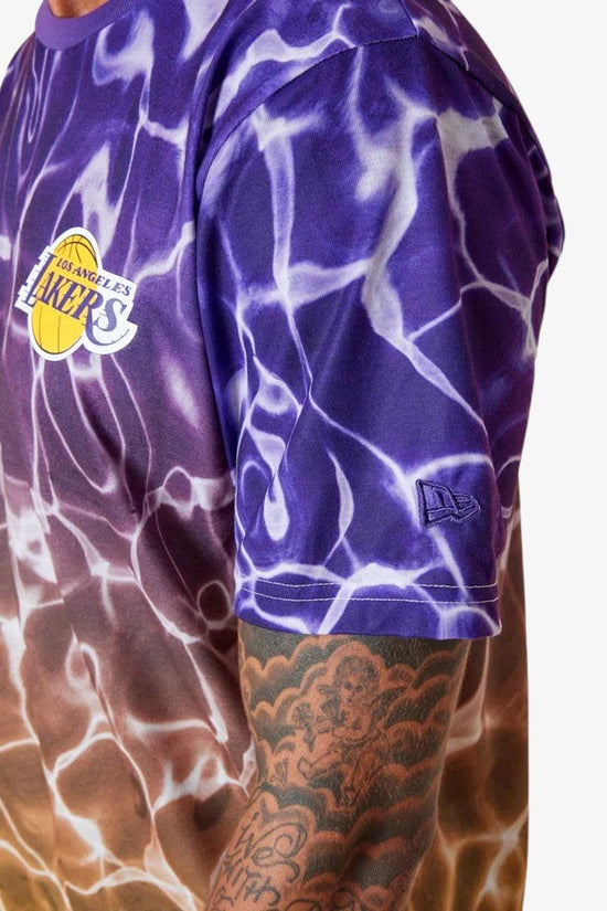 T-Shirt Maniche Corte LA Lakers NBA Team Colour Effetto Acqua-new era-Viola-Uomo-13083896-