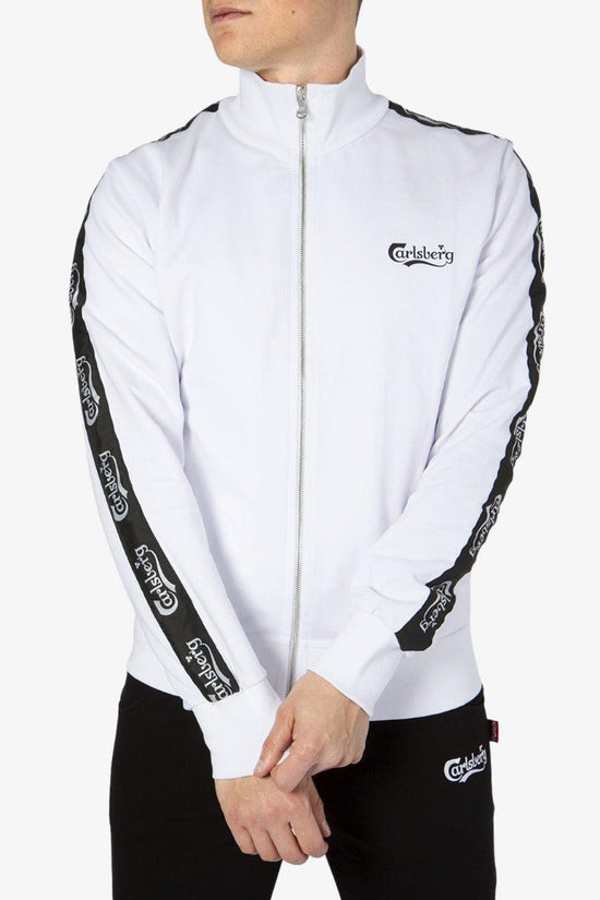 Felpa Full Zip Con Bande Logo-carlsberg-Bianco-Uomo-Cbu5085-