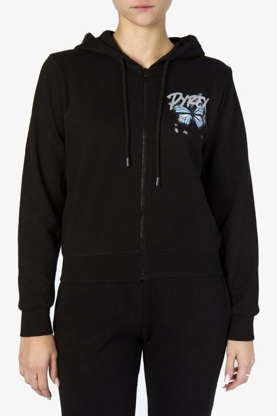 Felpa Full Zip Con Cappuccio Logo Farfalle-pyrex-Nero-Donna-21ipc42926-