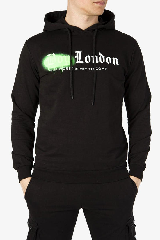 Felpa Con Cappuccio Logo Spray-boy london-Nero-Uomo-Blu6997-