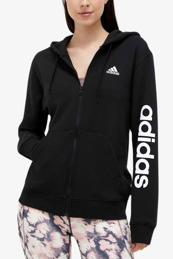 Felpa Full Zip Con Cappuccio Full Zip Essentials Linear-adidas performance-Nero-Donna-Ic6863-