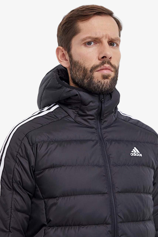 Parka Full Zip Con Cappuccio Essentials 3-Stripes-adidas performance-Nero-Uomo-Hz8522-