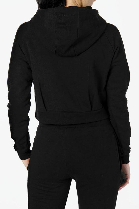 Felpa Corta Full Zip Con Cappuccio Logo Piccolo-boy london-Nero-Donna-Bld3144-
