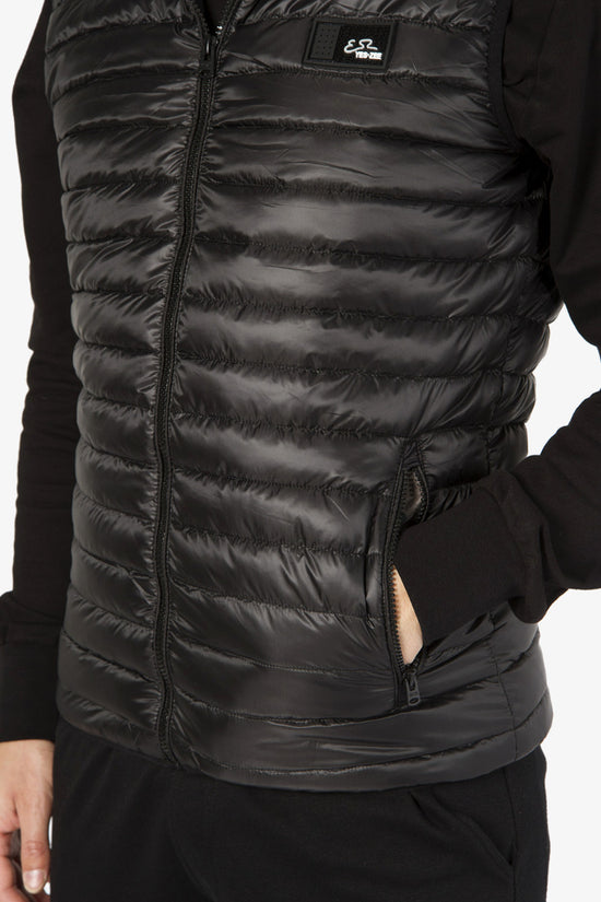 Gilet Piumino Senza Maniche Con Cappuccio-yes zee-Nero-Uomo-J707/o500 801-