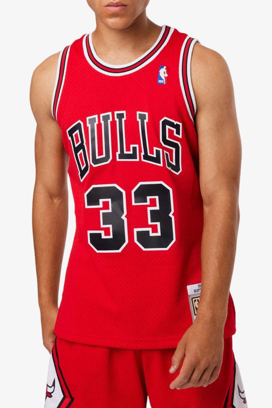 Canotta Swingman NBA Chicago Bulls 1997-98 Scottie Pippen-mitchell&ness-Rosso-Uomo-Smjygs18153-cbuscar97spi-