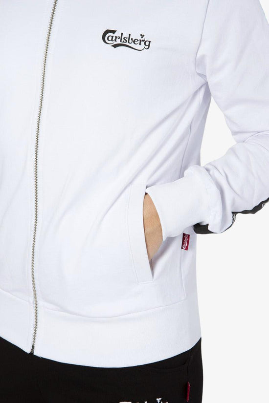 Felpa Full Zip Con Bande Logo-carlsberg-Bianco-Uomo-Cbu5085-