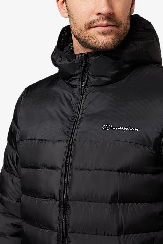 Piumino Full Zip Con Cappuccio Imbottitura Tech-champion-Nero-Uomo-218073 kk001-