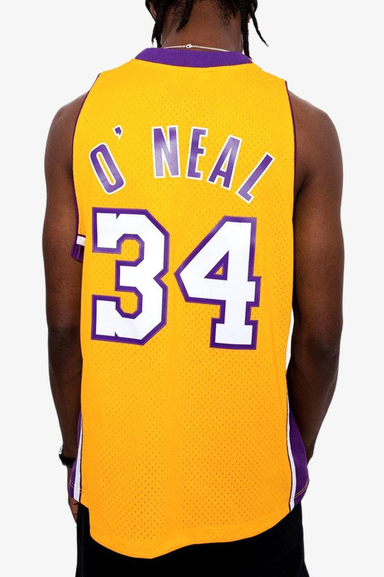 Canotta Swingman NBA Los Angeles Lakers 1999-00 Shaquille O'Neal-mitchell&ness-Giallo-Uomo-Smjygs18179-lalltgd99son-