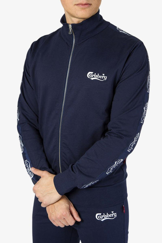 Felpa Full Zip Con Bande Logo-carlsberg-Blu-Uomo-Cbu5085-
