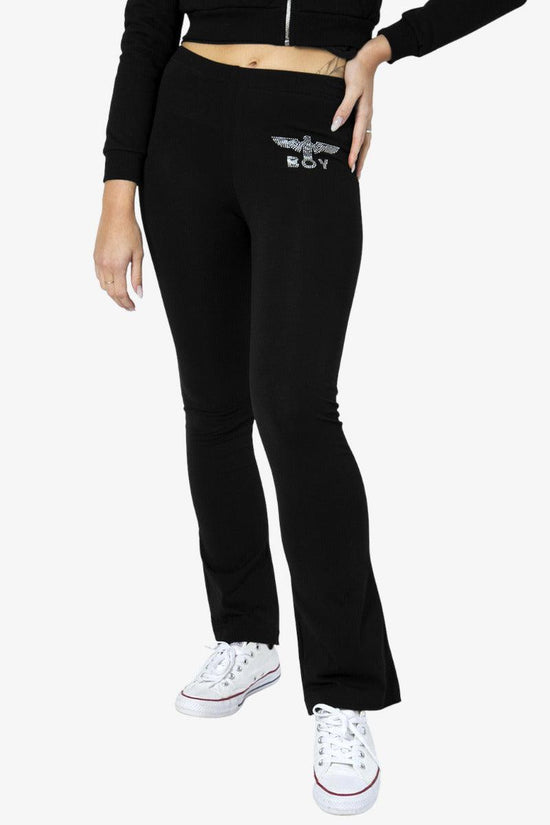 Leggings A Zampa Logo Piccolo Strass-boy london-Nero-Donna-Bld3193-