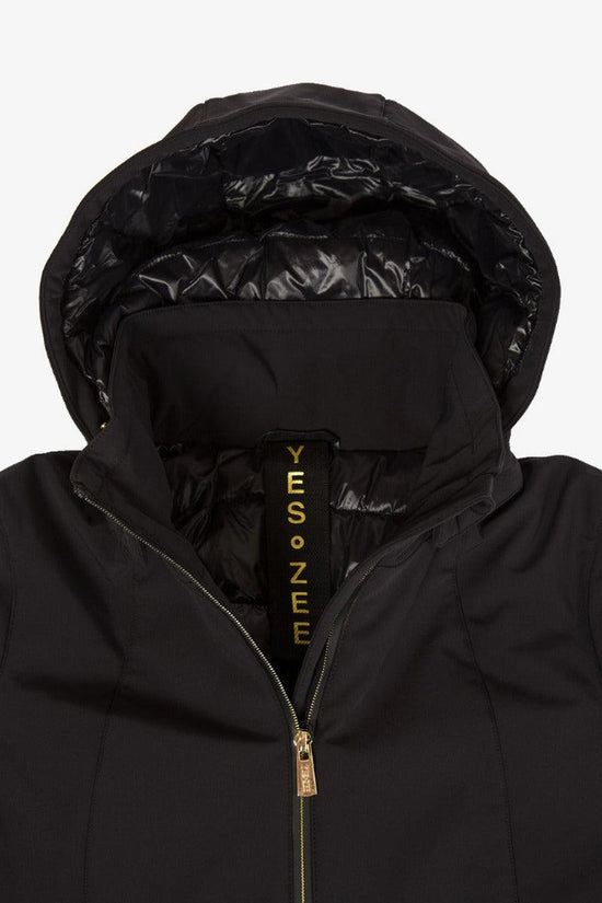 Piumino Soft Shell Full Zip Con Cappuccio-yes zee-Nero-Donna-O047/l300 0801-