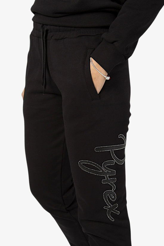 Pantaloni Logo Script Con Strass-pyrex-Nero-Donna-23ipb44458-