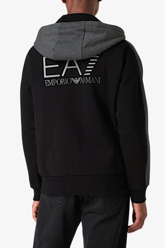 Felpa Full Zip Con Cappuccio Athletic Colour Block-emporio armani ea7-Nero-Uomo-6lpm16 pj07z 1200-