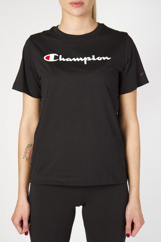 T-Shirt Maniche Corte Con Logo Velvet-champion-Nero-Donna-111971 kk004-