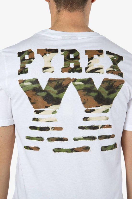 T-Shirt Maniche Corte Logo XX Camouflage-pyrex-Bianco-Uomo-22epb43023-