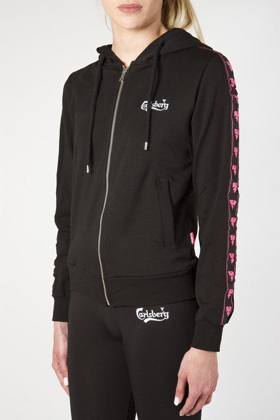 Felpa Full Zip Con Cappuccio Con Bande Logo-carlsberg-Nero-Donna-Cbd3225-