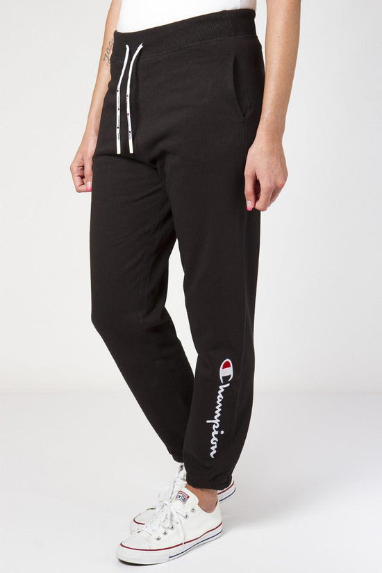 Pantalone Big Logo Ricamato In Satin-champion-Nero-Donna-113192 kk001-