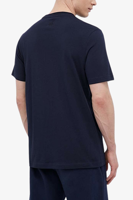 T-Shirt Maniche Corte Essentials Linear Embroidered Logo-adidas performance-Blu-Uomo-Ic9275-