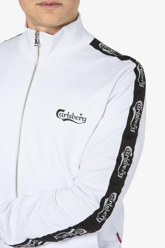 Felpa Full Zip Con Bande Logo-carlsberg-Bianco-Uomo-Cbu5085-