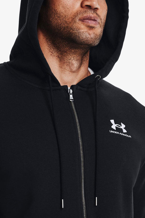 Felpa Full Zip Con Cappuccio Essential Fleece-under armour-Nero-Uomo-1373881 001-