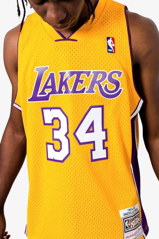 Canotta Swingman NBA Los Angeles Lakers 1999-00 Shaquille O'Neal-mitchell&ness-Giallo-Uomo-Smjygs18179-lalltgd99son-