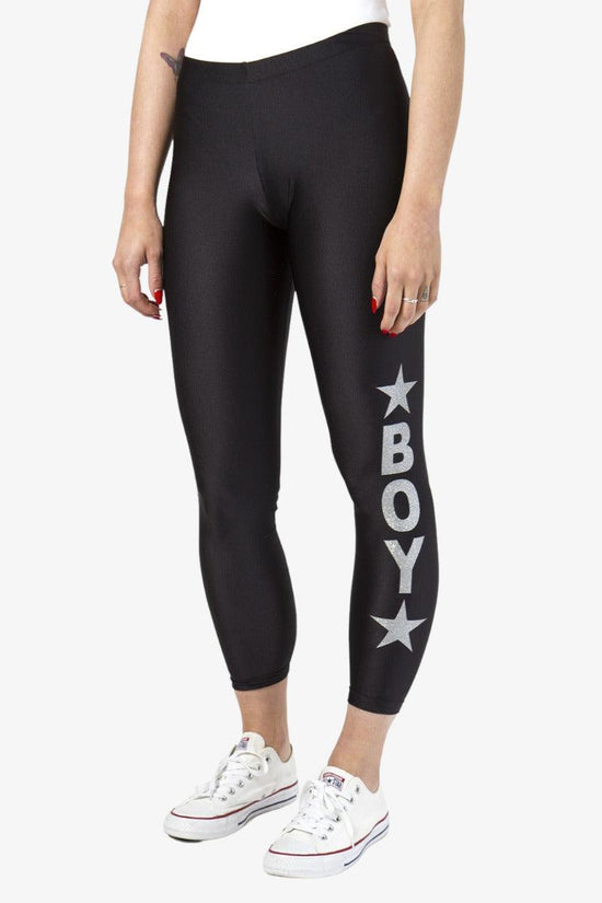 Leggings Big Logo Glitter-boy london-Nero-Donna-Bld2965-