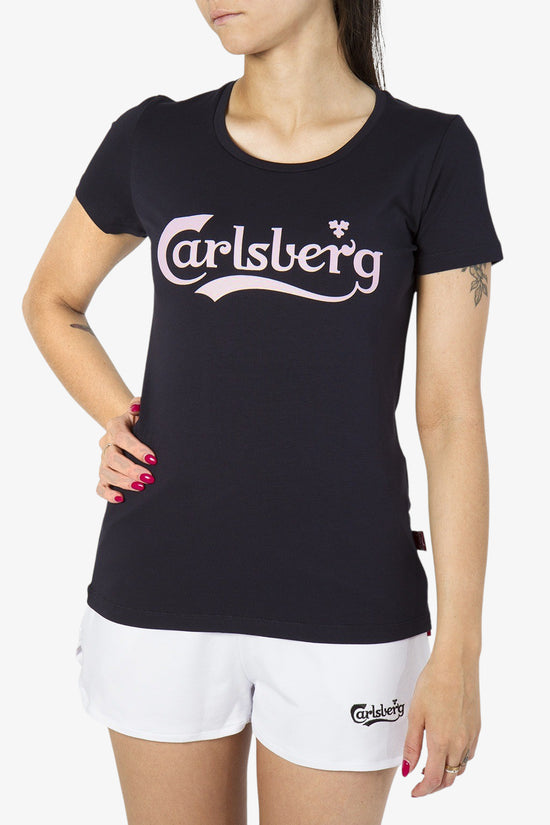 T-Shirt Maniche Corte Big Logo Rosa-carlsberg-Blu-Donna-Cbd4566-