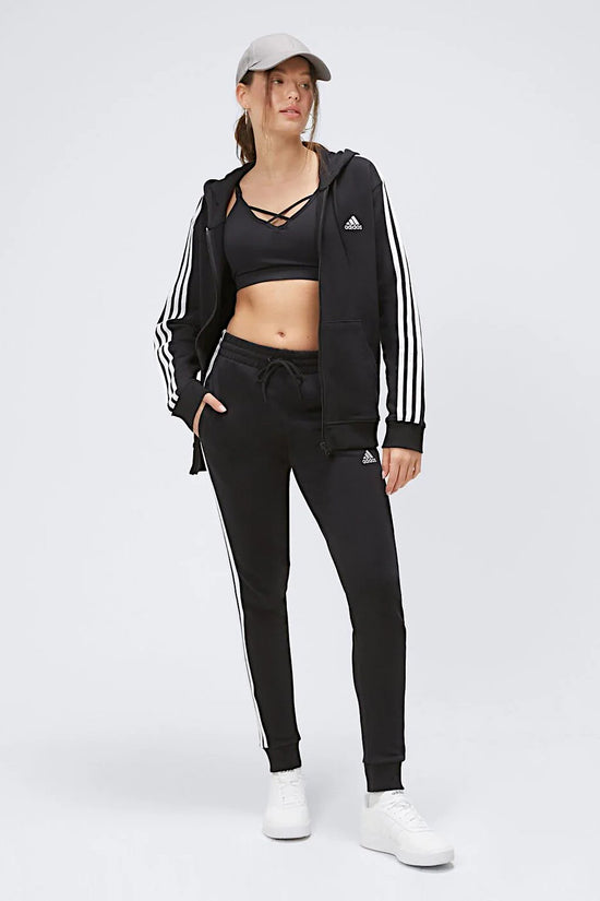 Felpa Full Zip Con Cappuccio Essentials 3-Stripes-adidas performance-Nero-Donna-Ic8769-