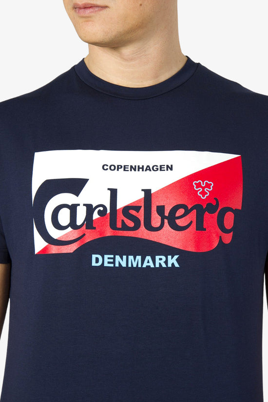 T-Shirt Maniche Corte Logo Bandiera-carlsberg-Blu-Uomo-Cbu5028-