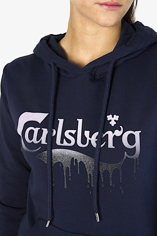 Felpa Con Cappuccio Big Logo Glitter-carlsberg-Blu-Donna-Cbd4485-