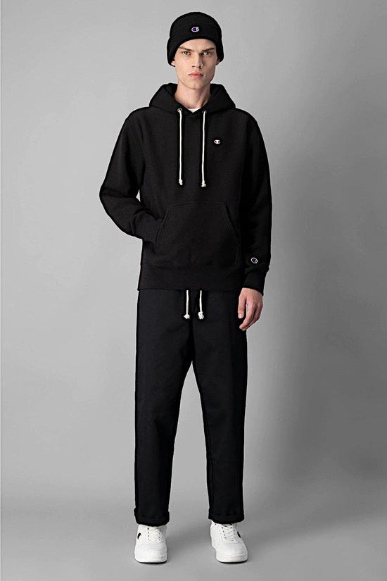 Felpa Con Cappuccio C Logo Reverse Weave-champion-Nero-Uomo-217976 kk001-