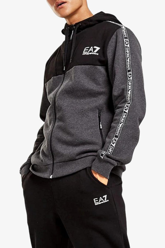 Felpa Full Zip Con Cappuccio Athletic Colour Block-emporio armani ea7-Nero-Uomo-6kpmb2 pj07z 3909-