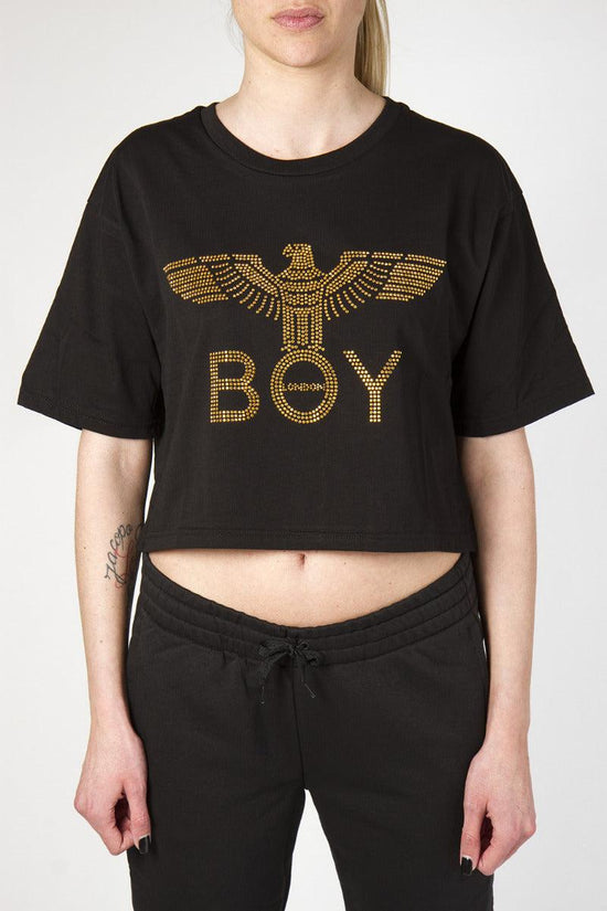 T-Shirt Corta Maniche Corte-boy london-Nero-Donna-Bld2460-
