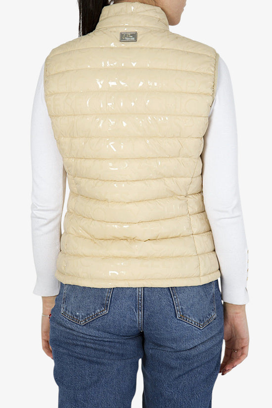 Gilet Piumino Full Zip Stampa Logo All-Over-yes zee-Beige-Donna-J257/qr00 0222-