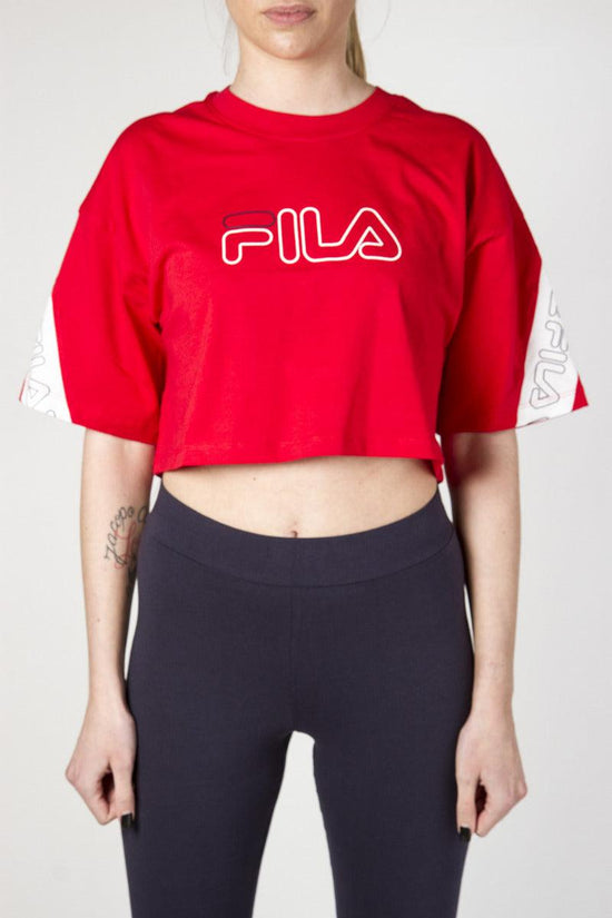 T-Shirt Corta Lavi Con Banda Logo-fila-Rosso-Donna-683072 r69-