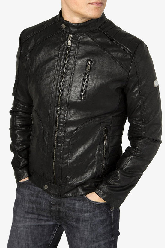 Giacca In Ecopelle Full Zip-yes zee-Nero-Uomo-J826/gk00 0801-