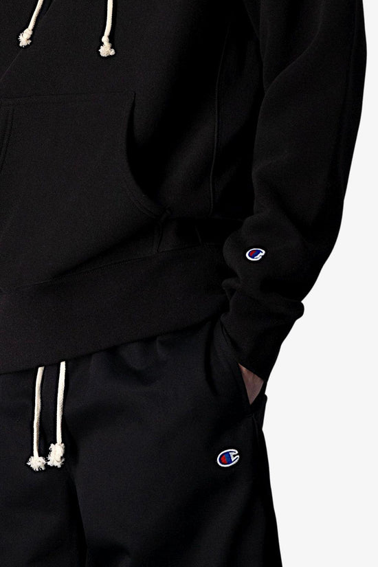 Felpa Con Cappuccio C Logo Reverse Weave-champion-Nero-Uomo-217976 kk001-
