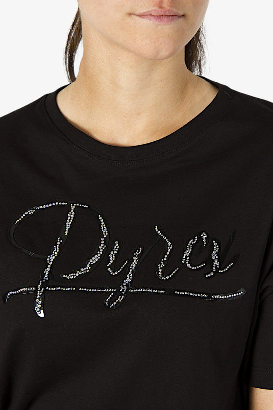 T-Shirt Corta Logo Script Con Strass-pyrex-Nero-Donna-23epb44060-
